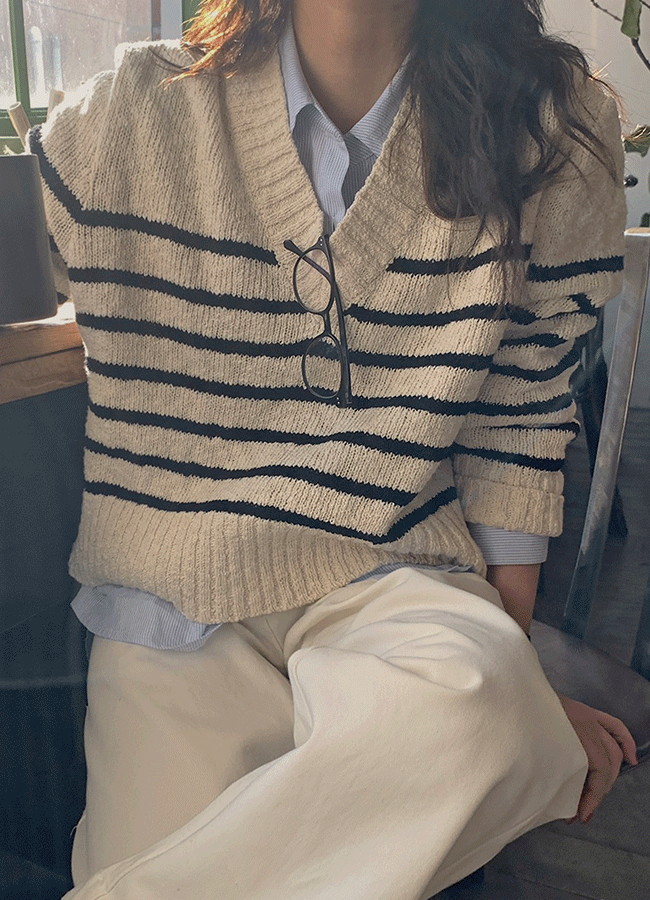 셀몬 스트라이프 (knit)(beige)르헤르