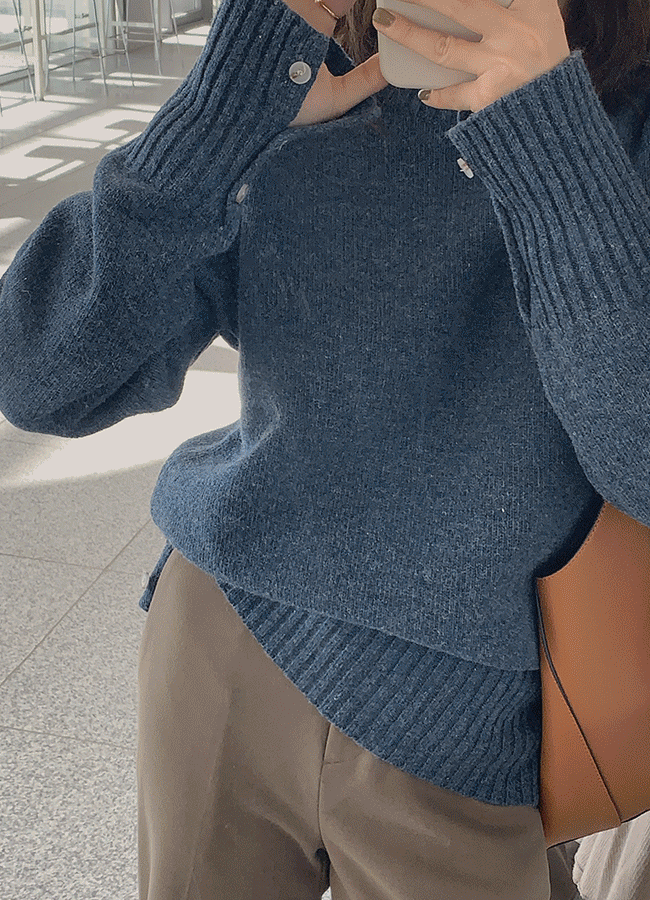 [Re-open] 얼번 버튼 울니트 (knit)(navy)르헤르