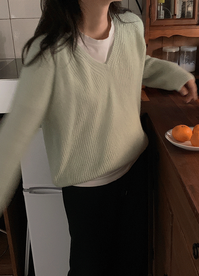 크램 브이넥 (knit)(mint)르헤르